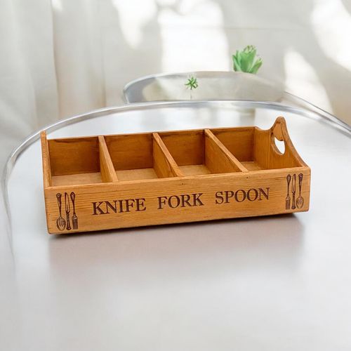 41CM WOODEN CUTLERY TRAY 4 COMPARTMENTS - InStock