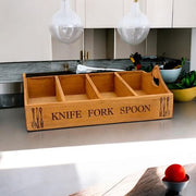 41CM WOODEN CUTLERY TRAY 4 COMPARTMENTS - InStock