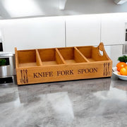 41CM WOODEN CUTLERY TRAY 4 COMPARTMENTS - InStock