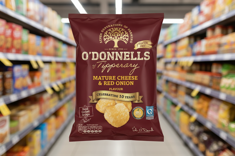 12 x O Donnells Mature Cheese & Red Onion Flavour Crisps 125G