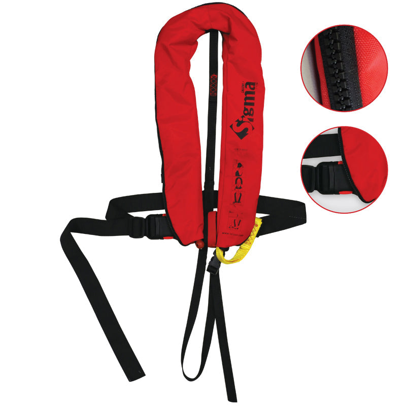 Lalizas Sigma Auto 170N Inflatable Lifejacket with ISO Harness Red