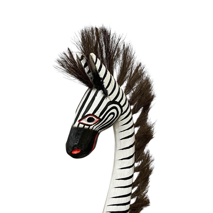 1.2M HAND CARVED WOODEN ZEBRA