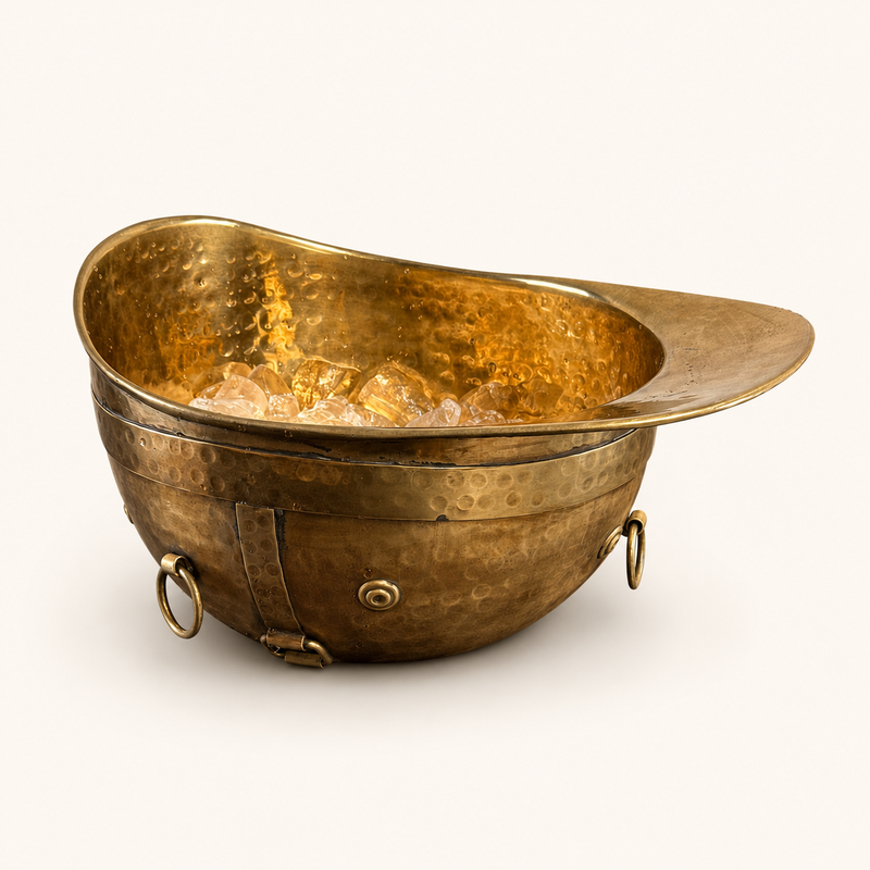 Polo Helmet Solid Antique Brass Champagne Ice Bucket | Wine Cooler