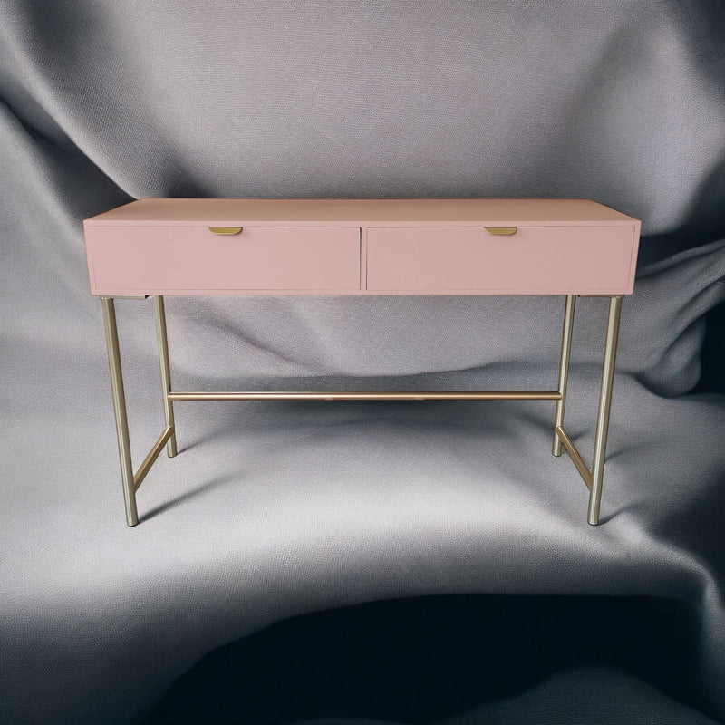 120CM PINK WOODEN 2 DRAWER SIDE TABLE
