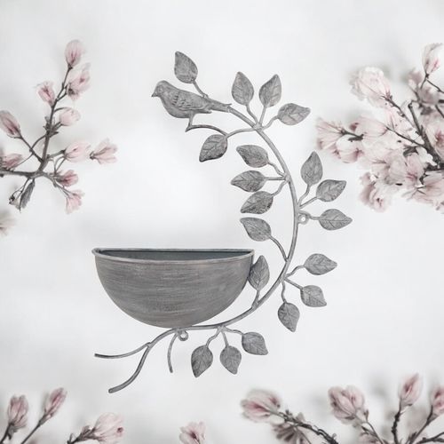 42CM GREY METAL GARDEN PLANTER - InStock