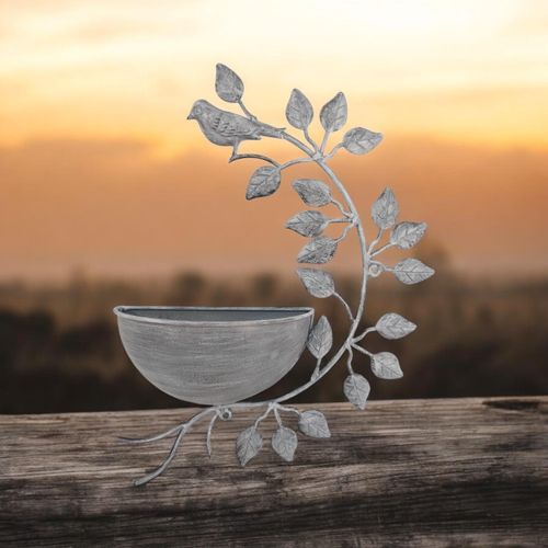 42CM GREY METAL GARDEN PLANTER - InStock