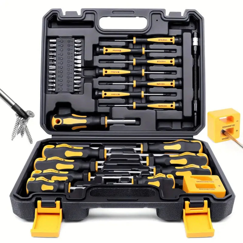 43pc Magnetic Screwdriver Tool Kit Chrome Vanadium Precision Bit Set with Case