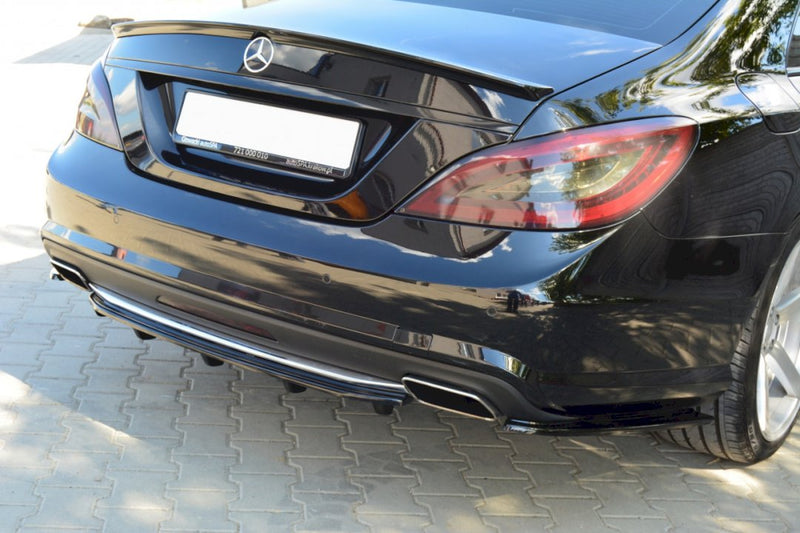 Maxton Design - CENTRAL REAR SPLITTER MERCEDES CLS C218 AMG-LINE (WITH A VERTICAL BAR) (2011-2014)
