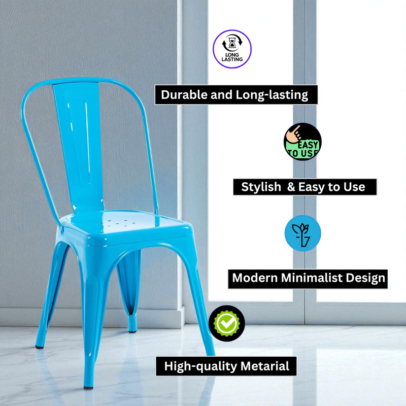 Dining Chair - Metal - L43 x W43 x H83 cm - Blue