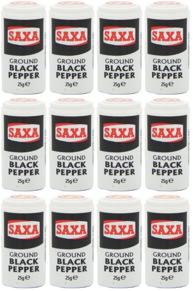 12 x Saxa Ground Black Pepper 25G