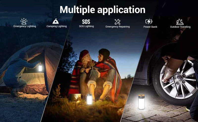 Rechargeable Camping Lights LED 400LM 5 Light Modes also Charges Phones - 2 Pack