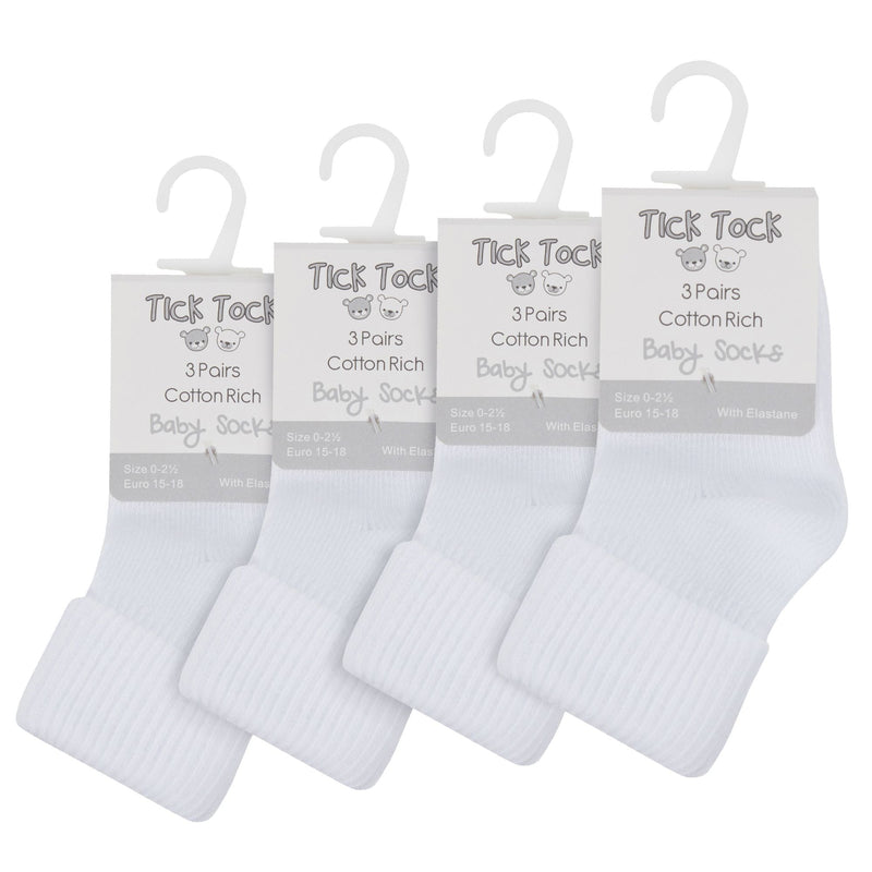 12 Pack Baby Girl & Boy Soft Cotton Turnover Top Socks