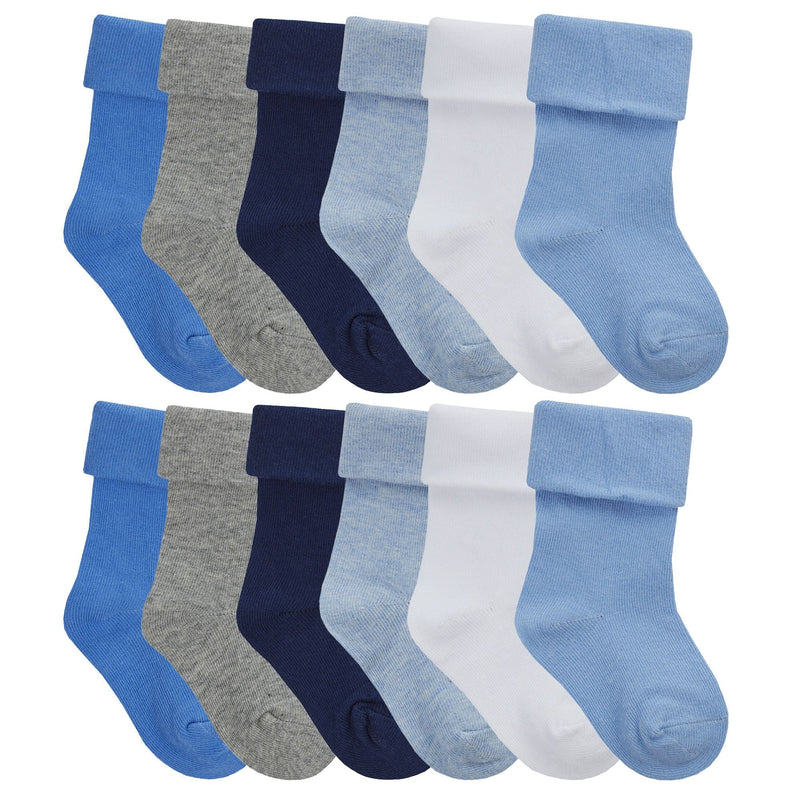 12 Pack Baby Girl & Boy Soft Cotton Turnover Top Socks