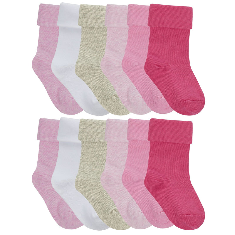 12 Pack Baby Girl & Boy Soft Cotton Turnover Top Socks