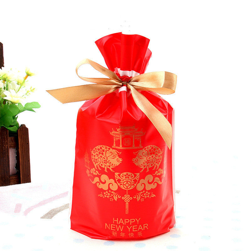 Christmas old man tree drawstring bag