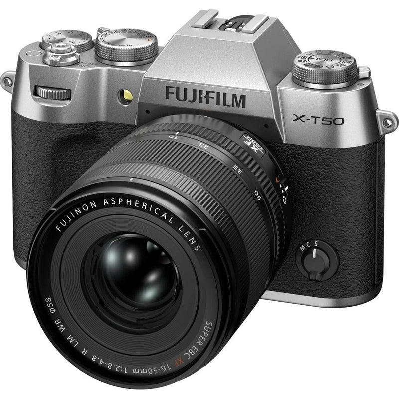 Fujifilm X-T50 Mirrorless Digital Camera - Silver - Camera & 16-50mm Lens