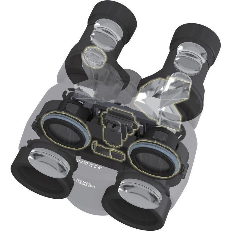 Canon IS II Image Stabilising 10 x 30 mm Binoculars with Eye Cap, Neck Strap & Case - Black
