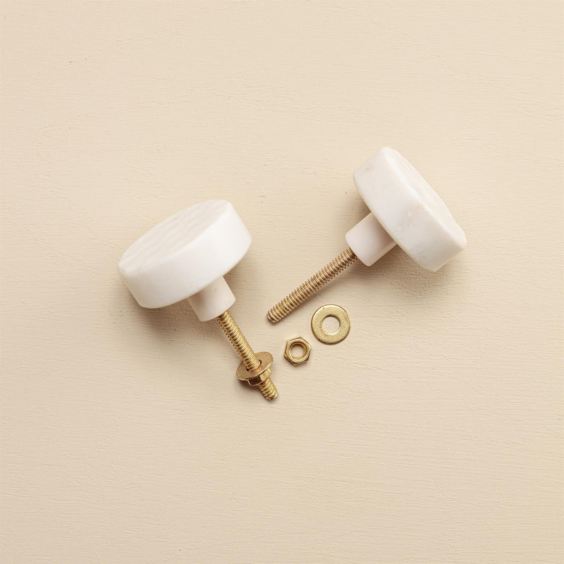 Navi White Stone Oval Drawer Knobs