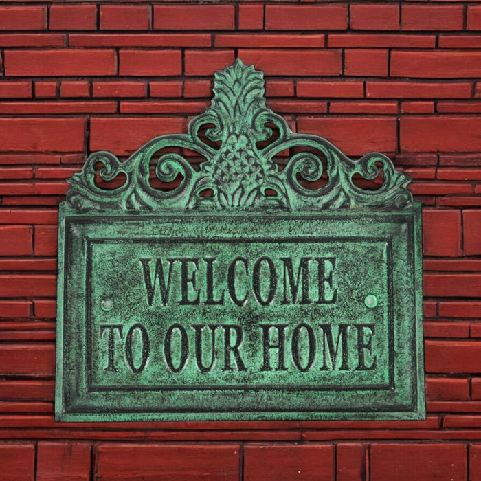 25CM ALUMINIUM GREEN WELCOME SIGN
