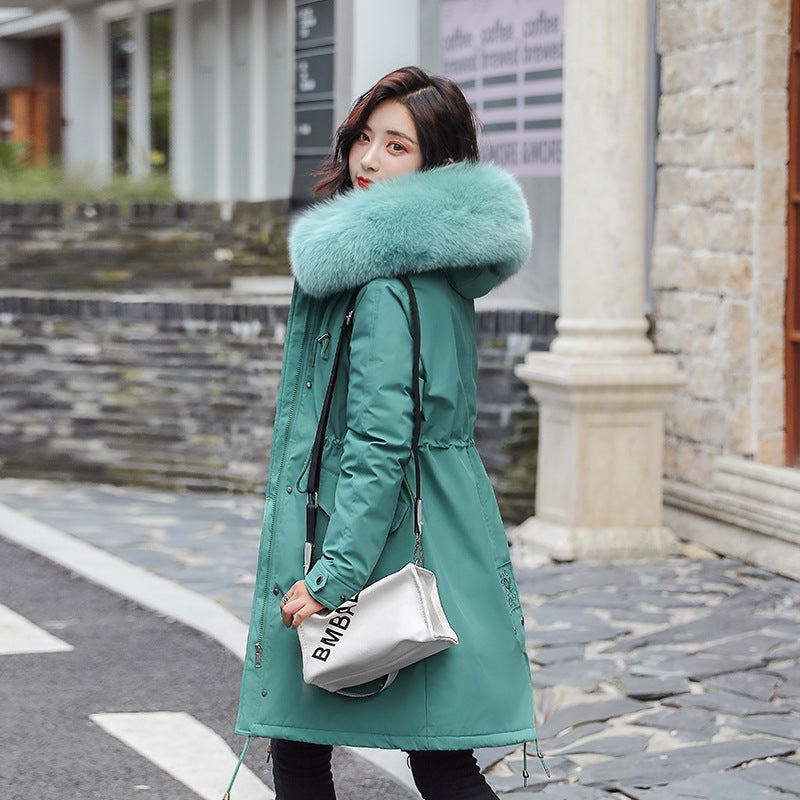 Mid-length cotton coat down jacket