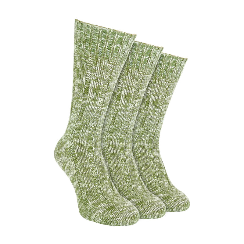 3 Pack Mens Warm 100% Wool Ribbed Socks with Reinforced Heel and Toe