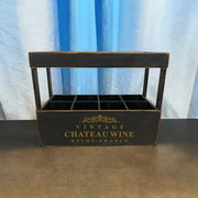 47CM BLACK WOODEN 8 BOTTLE WINE HOLDER - InStock