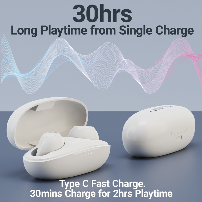 MAJORITY TRU BIO EARBUDS CLEAR WHITE