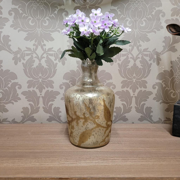 9" ANTIQUE SILVER GLASS DECORATIVE VASE