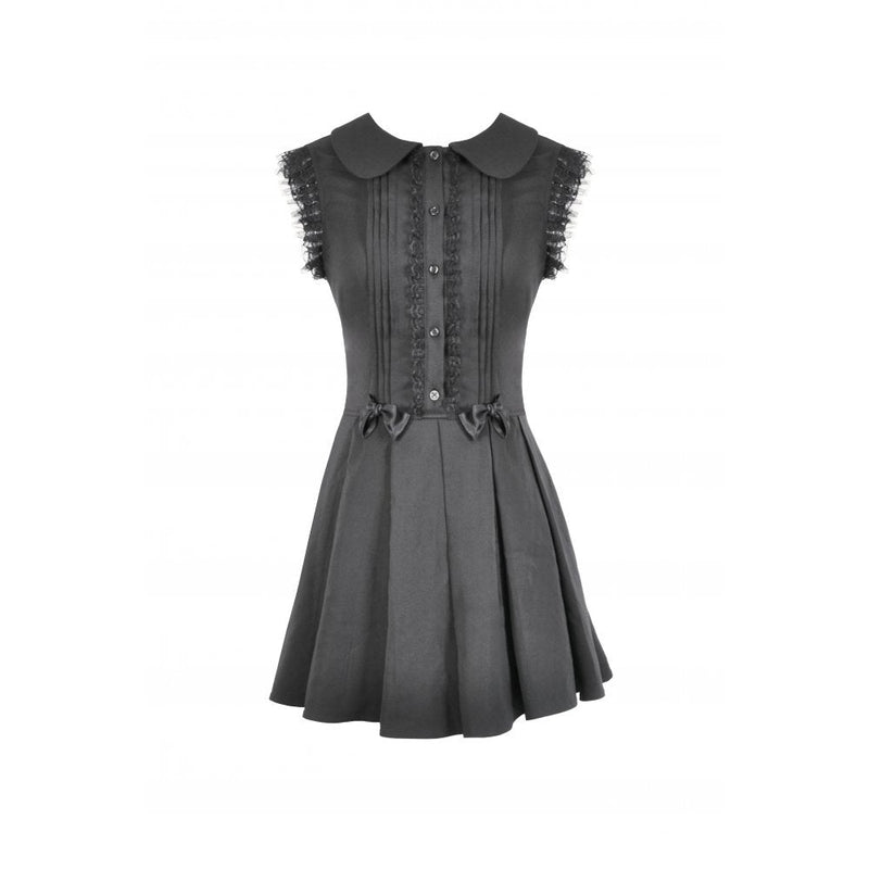 Dark in Love Gwendolyn Lace Panel Goth Mini Dress in Black