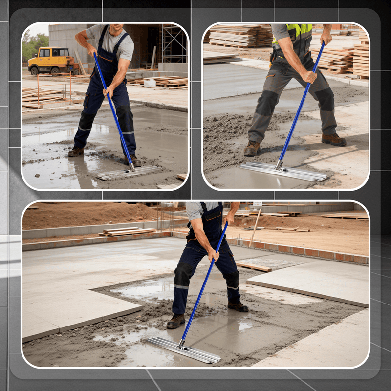 48’’×8’’ Concrete Bull Float with Trowel, Aluminium Alloy Concrete Finishing Tool, Adjustable Bracket & 4 Float Handles, Professional Concrete Smoothing Tool for Construction Flooring - InStock