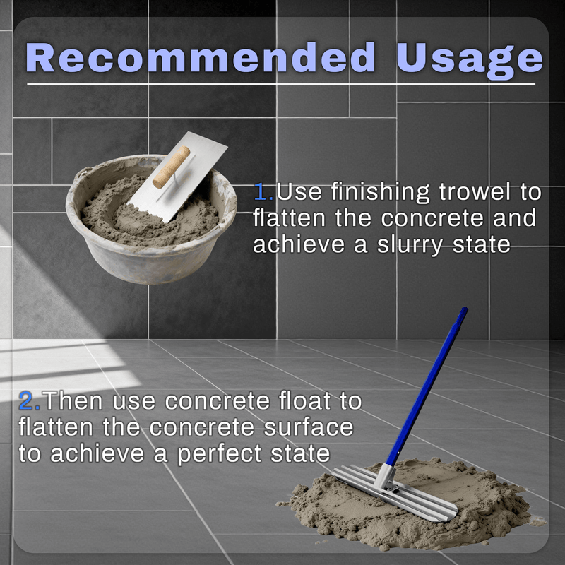 48’’×8’’ Concrete Bull Float with Trowel, Aluminium Alloy Concrete Finishing Tool, Adjustable Bracket & 4 Float Handles, Professional Concrete Smoothing Tool for Construction Flooring - InStock