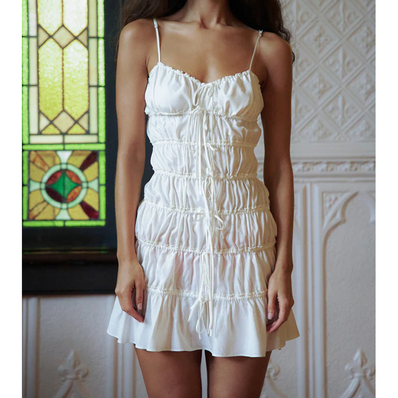 Drawstring Ruched Sexy Strap Dress