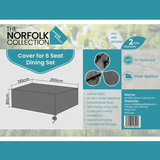 Cover Bellmount 6 Seater Dining - L210cm x W130cm x H80cm
