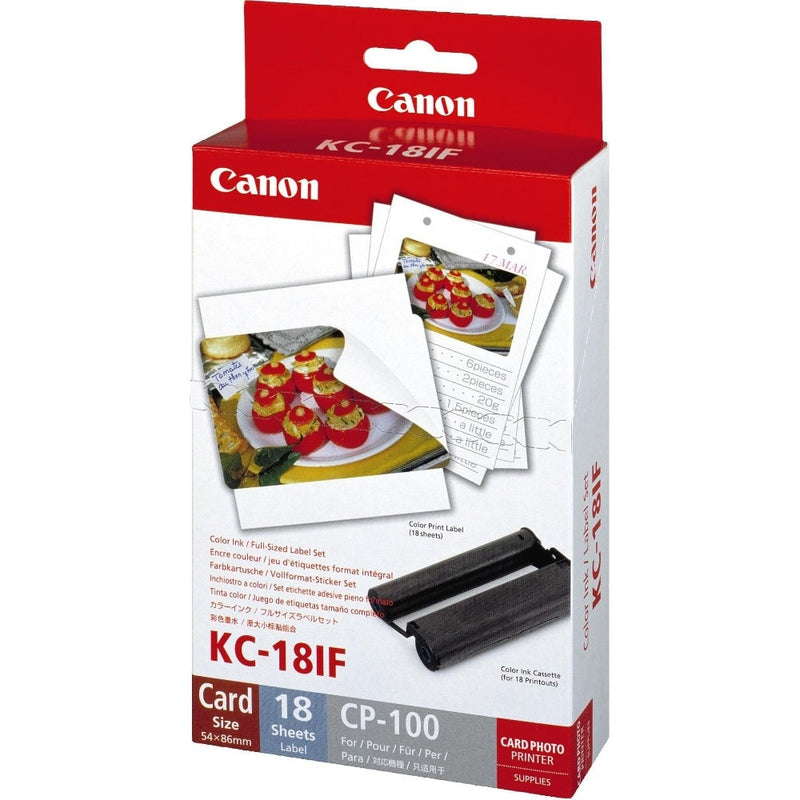 Canon KC-18IF Ink & Label Set for CP SELPHY Printers (18x Credit Card Size Labels)