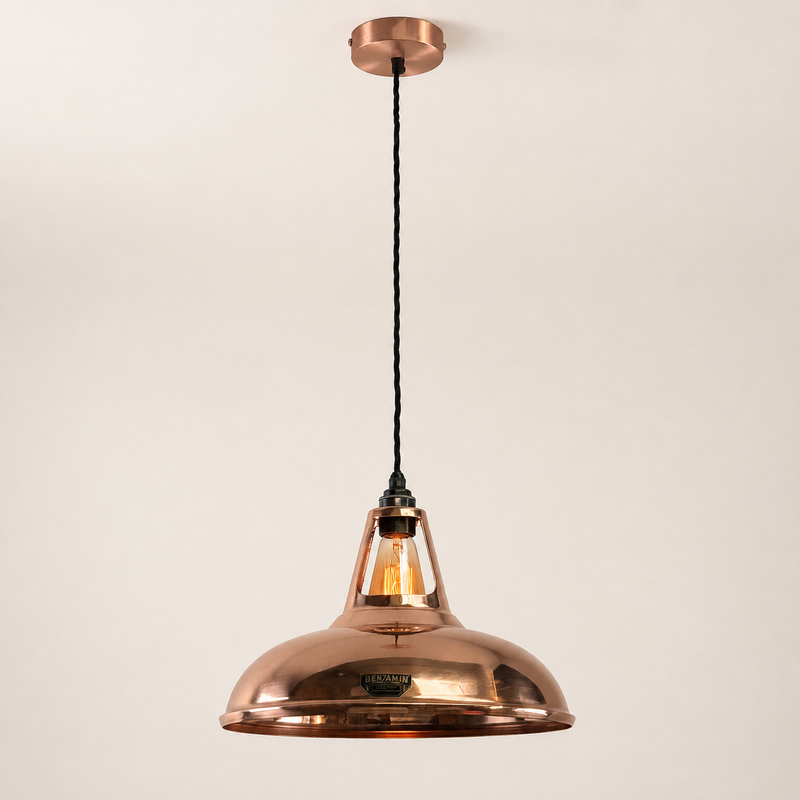 Cawston XL - Genuine Solid Copper Slotted Lampshade Pendant Set Light - 14 Inch