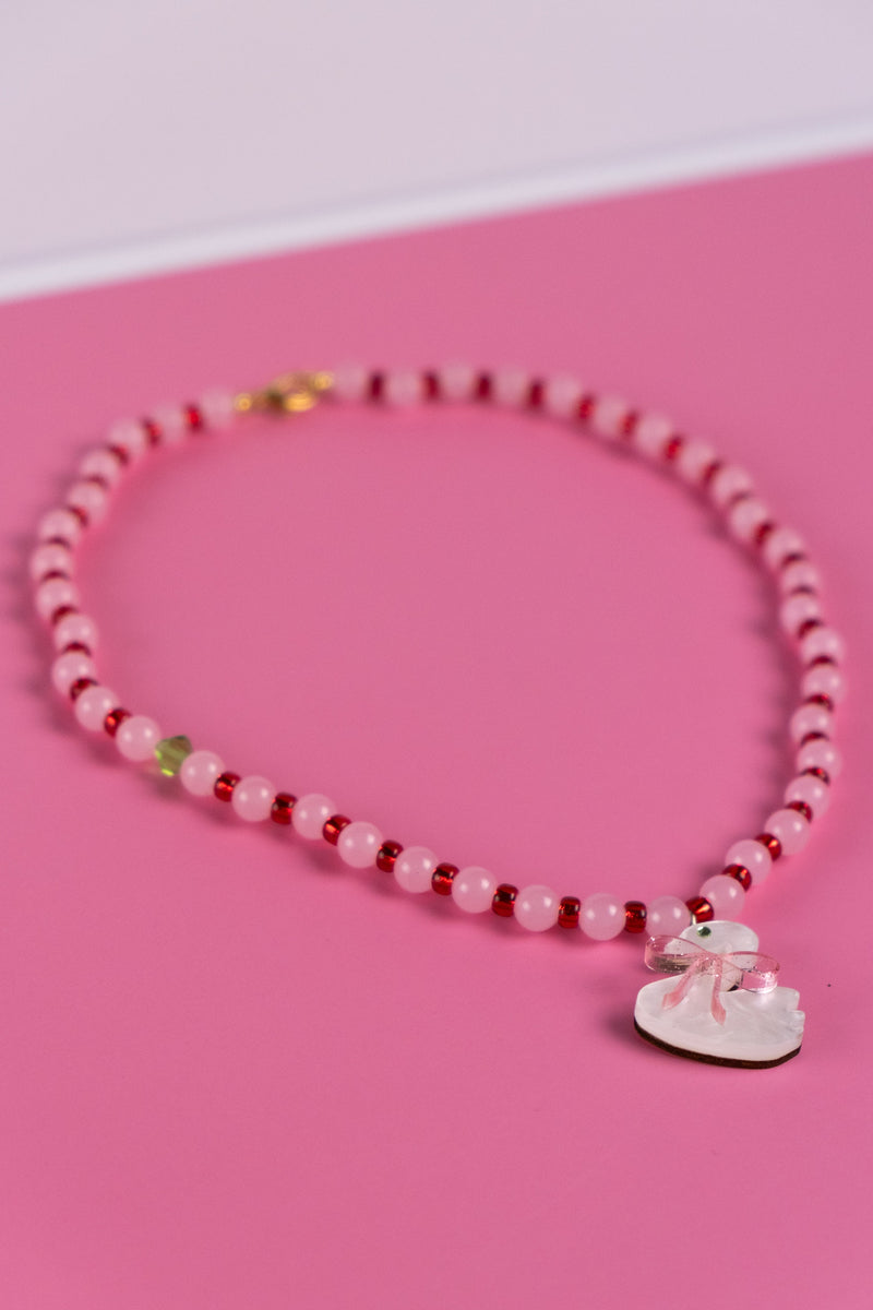 Rose Quartz Swan Necklace