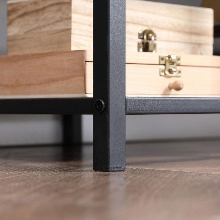 TV Unit Cabinet for TVs up to 65Inches with Shelves Brown and Grey HOMCOM