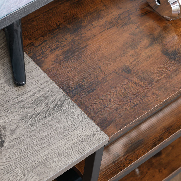 TV Unit Cabinet for TVs up to 65Inches with Shelves Brown and Grey HOMCOM