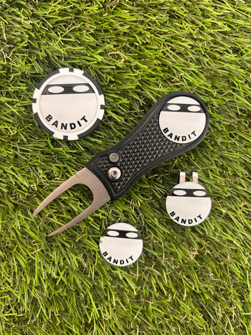 Golf Ball Marker Gift Set with Metal Divot Tool & Poker Chip