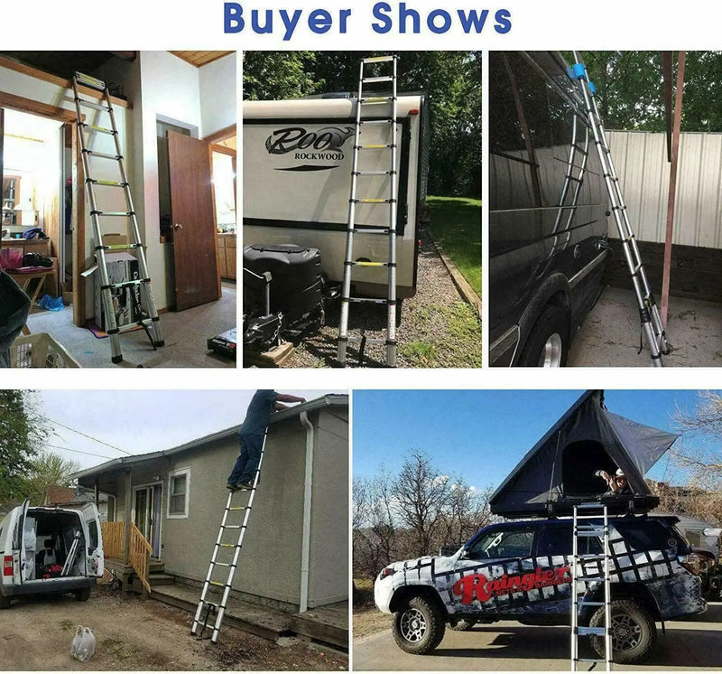 Telescopic Ladder Aluminum Telescoping Ladder Folding Ladder with Non-Slip Feet, Multi-Purpose Extension Straight Ladder Loft