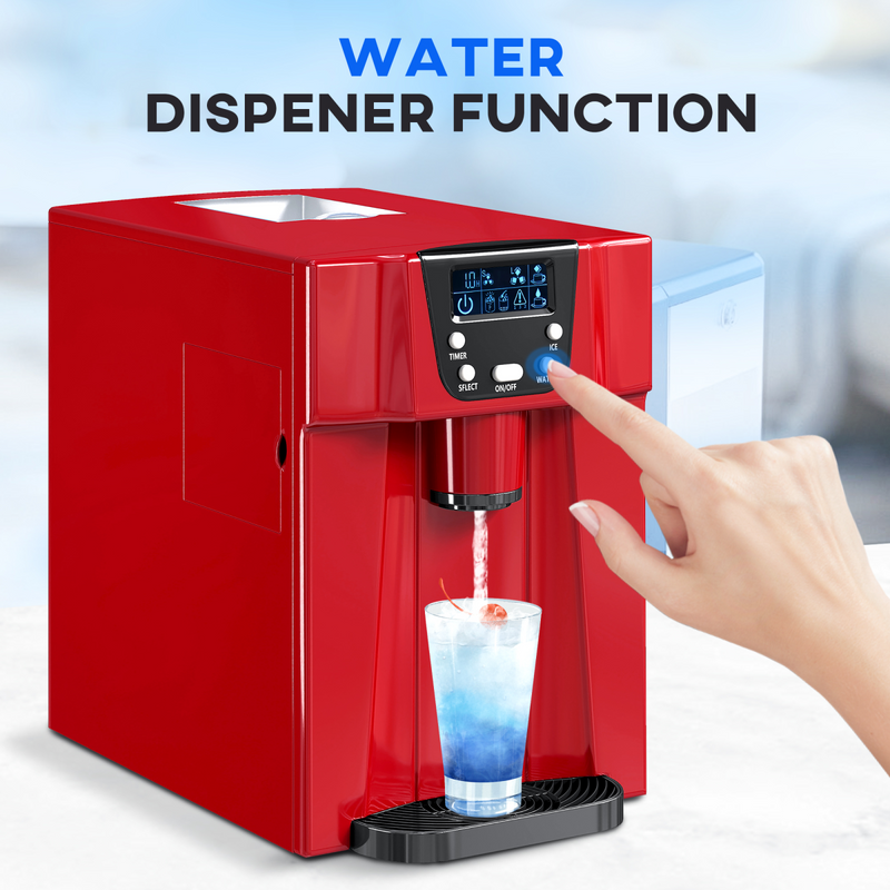 HOMCOM Ice Maker Machine and Water Dispenser 9 Ice Cubes Ready in 6-10 Mins