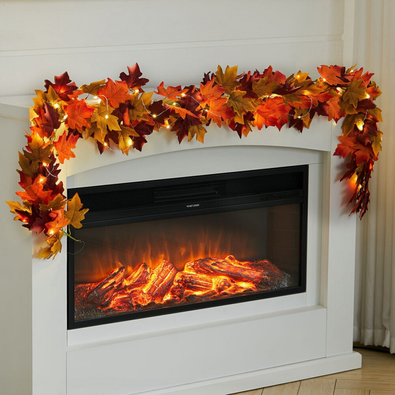 Halloween Christmas 6FT Autumn Fall Maple Leaves Wreath Garland Hanging Plant