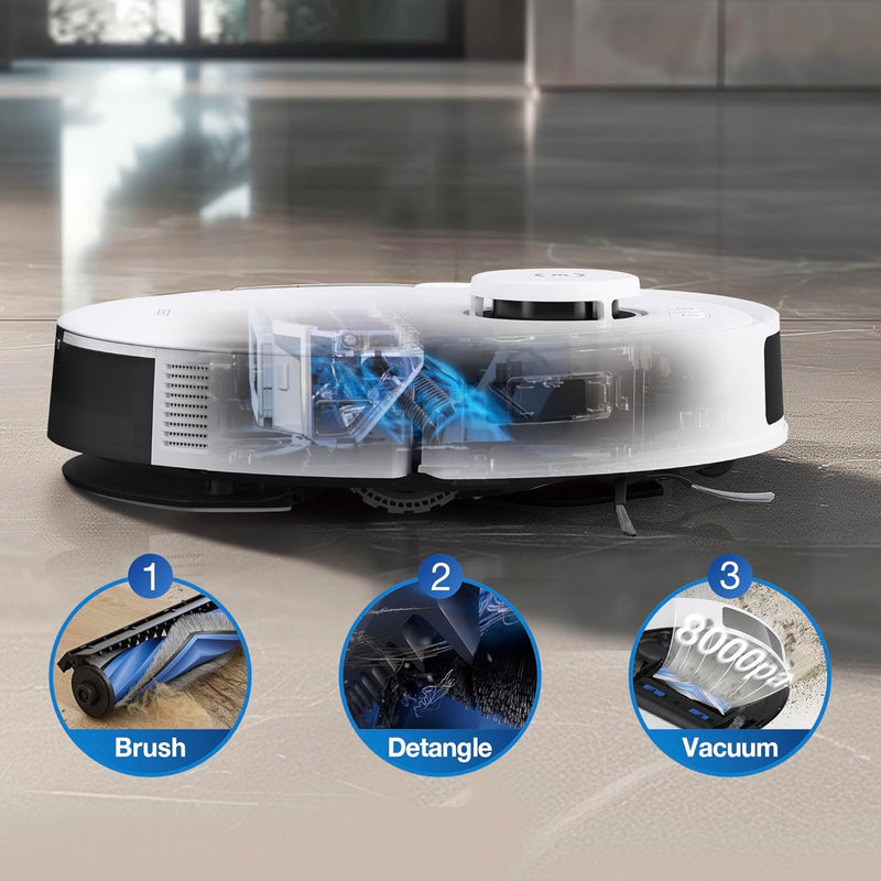 ECOVACS DEEBOT N20 Robot Vacuum with Mop, 8000Pa, 300 Min Runtime, Anti-Tangle