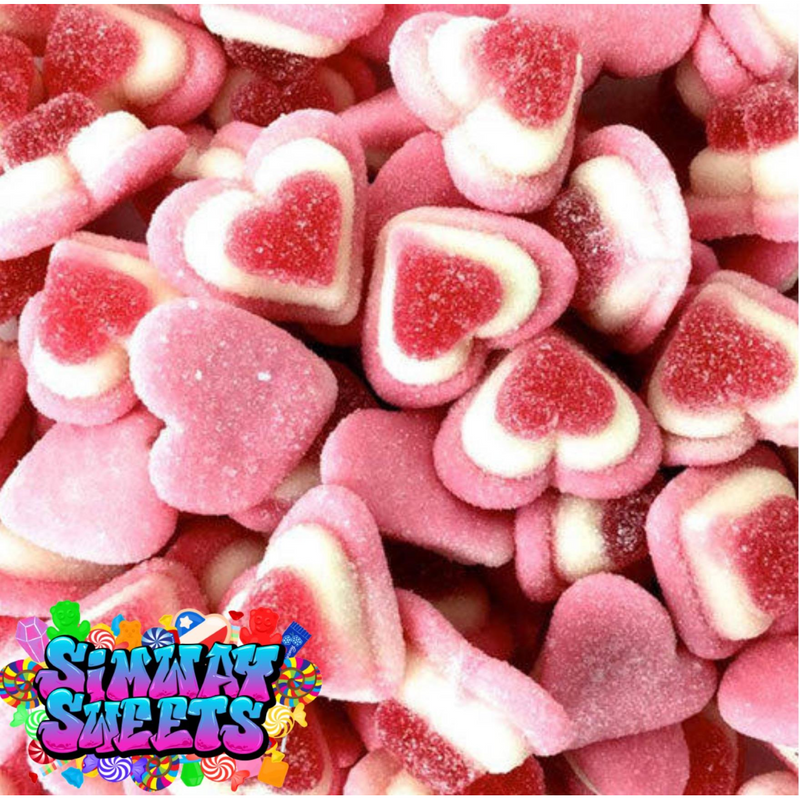 Strawberry & Cream Triple Hearts Retro Sweets Gift Jar - 600g