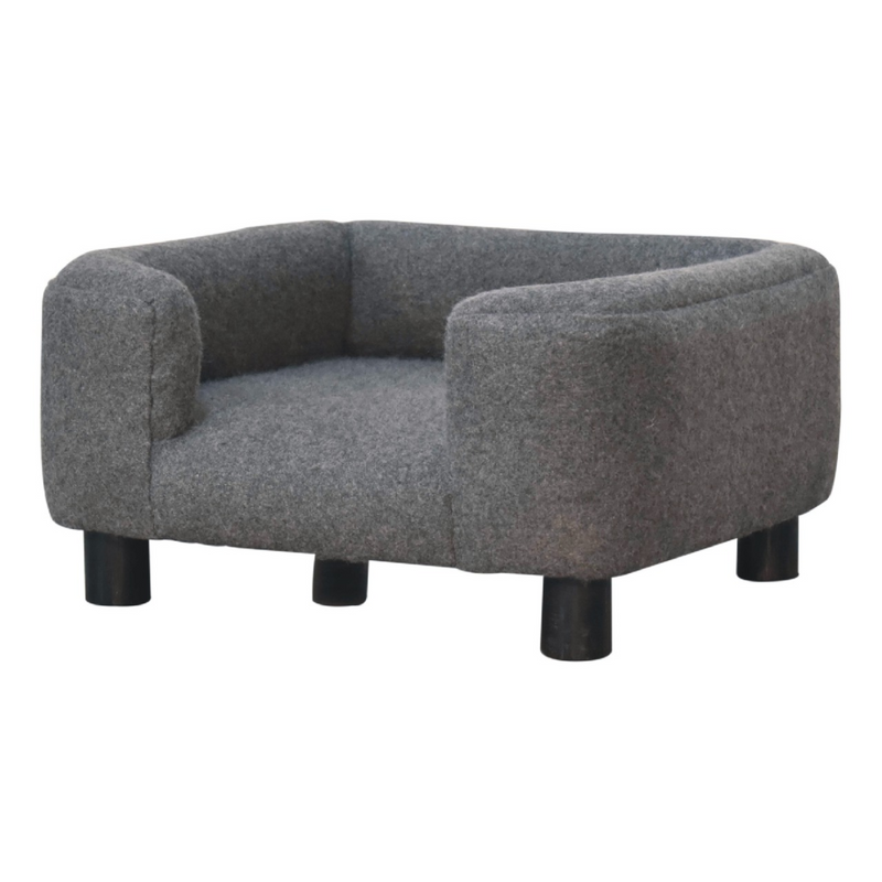 Artisan Furniture Solid Mango Wood Mini Battleship Tweed Pet Sofa Bed
