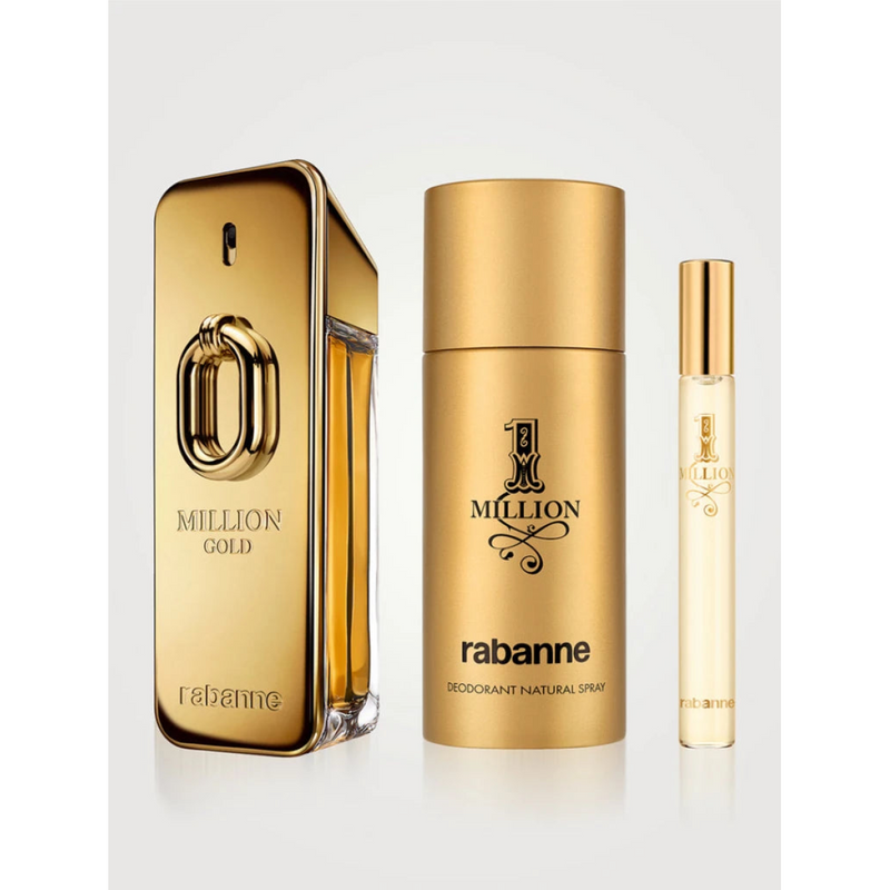 Paco Rabanne Million Gold Intense Gift Set (Eau De Parfum Spray 100ml  Deodorant Spray 150ml  10ml Travel Spray)