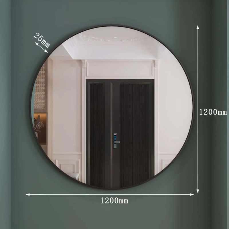 Rei- Extra Large Round Black Metal Circle Mirror - 120cm x 120cm