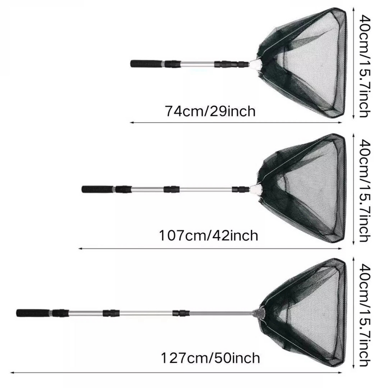 Folding Fishing Pole Landing Net Telescopic  Extending Fly Trout Carp Course Sea