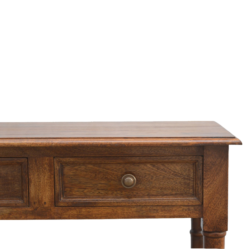 Artisan Furniture Solid Wood 4 Drawer Hallway Console Table, 1 Open Slot, Brown