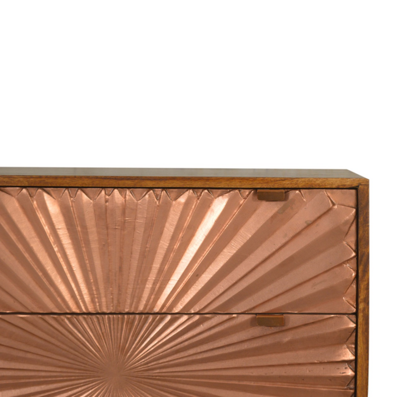 Artisan Furniture Solid Wood Manila Copper Chest, Light Brown, 3 Drawers